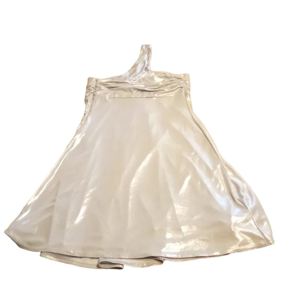 Jessica McClintock size 10 silver one shoulder rhinestone cocktail dress - Picture 2 of 6